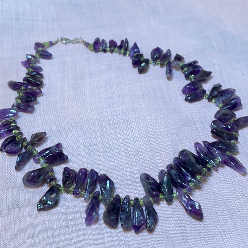 Amethyst Nugget Necklace 36” Long